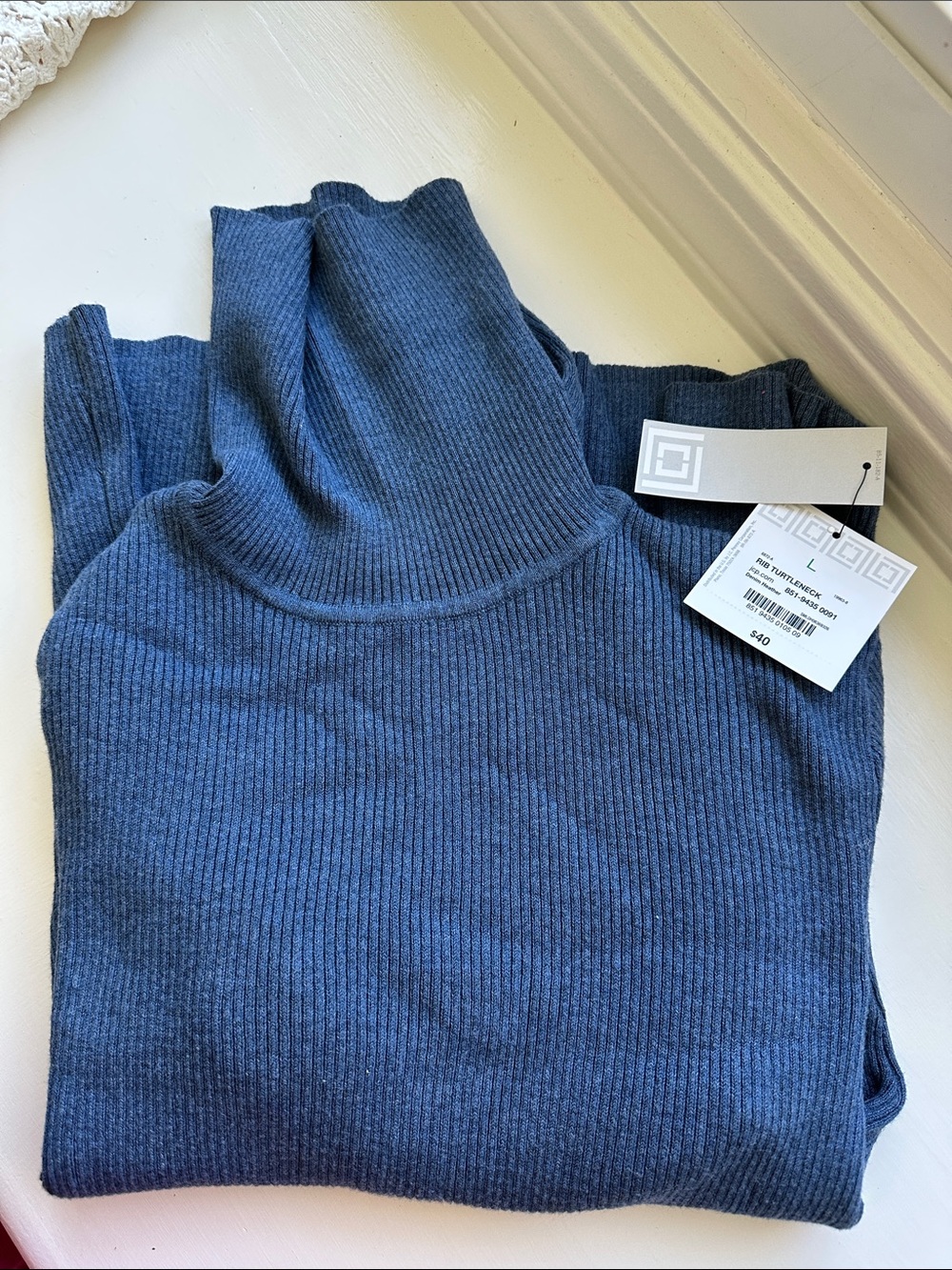 Liz Claiborne Ribbed Turtleneck Sweater - Slate Blue